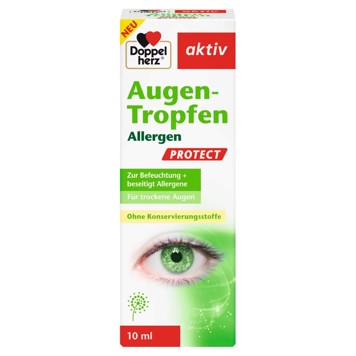 Abbildung der Produktverpackung Doppelherz aktiv Augen-Tropfen Allergen PROTECT Frontansicht